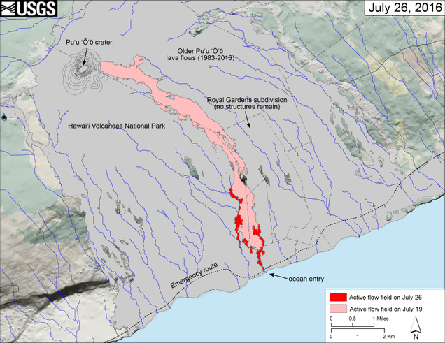 Recent changes to Kīlauea’s East Rift Zone lava flow field. Image: USGS